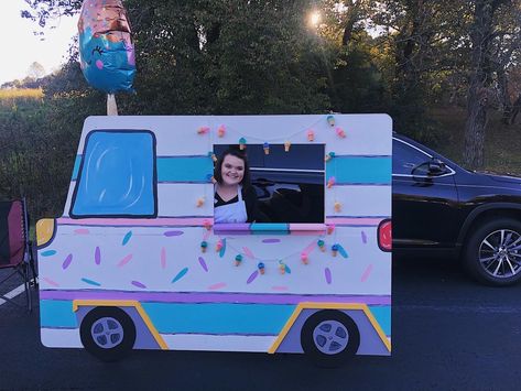 I’ve Cream Truck Cardboard, Trunk Or Treat Food Truck, Food Truck Trunk Or Treat, Ice Cream Golf Cart, Cardboard Box Ice Cream Truck, Ice Cream Truck Trunk Or Treat, Ice Cream Truck Or Treat, Trunk Or Treat Ice Cream Truck, Trunk Or Treat Ice Cream