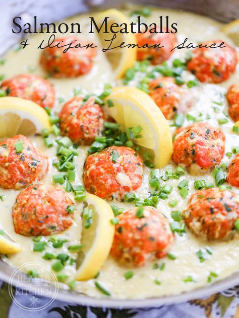 Salmon Meatballs, Healthy Salmon, Pescatarian Recipes, Lemon Sauce, Minced Meat, Latest Recipe, Fish Dishes, Seafood Dishes, Eating Healthy