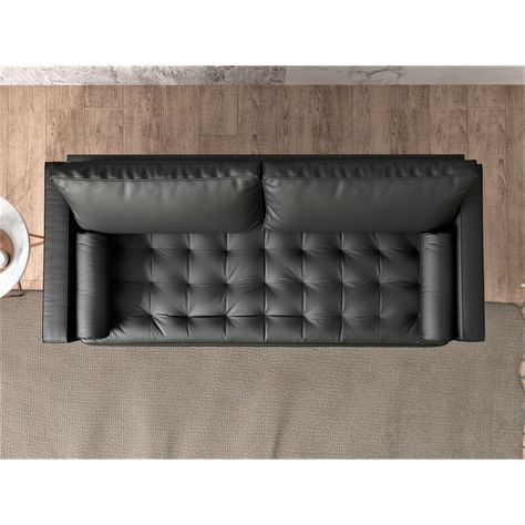 Sofa Top View, Mid Century Modern Leather Sofa, Mid Century Modern Couch, Square Arm Sofa, Mid Century Modern Sofa, Black Sofa, Black Bedding, Furniture Outlet, Comfortable Sofa