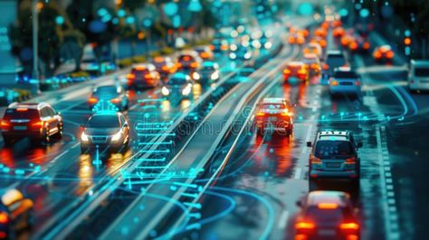 Futuristic urban traffic management with digital navigation for intelligent transportation system AIG62 stock images Intelligent Transportation System, Traffic Management, City Traffic, Vector Food, Smart City, High Tech, Transportation, Photo Image, Stock Images