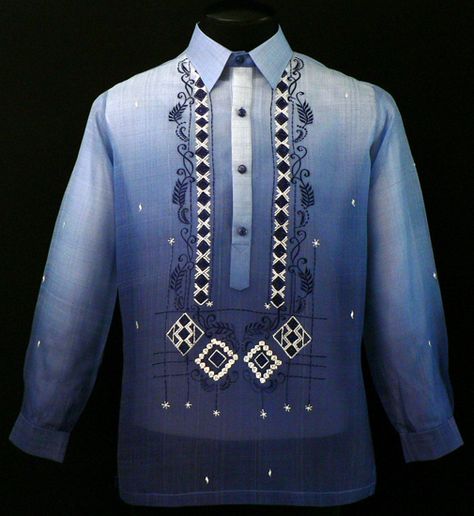 . Blue Barong, Barong Embroidery, Philippines Clothes, Barong Wedding, Filipino Clothing, Filipino Wedding, Barong Tagalog, Filipino Fashion, Outfit Reference