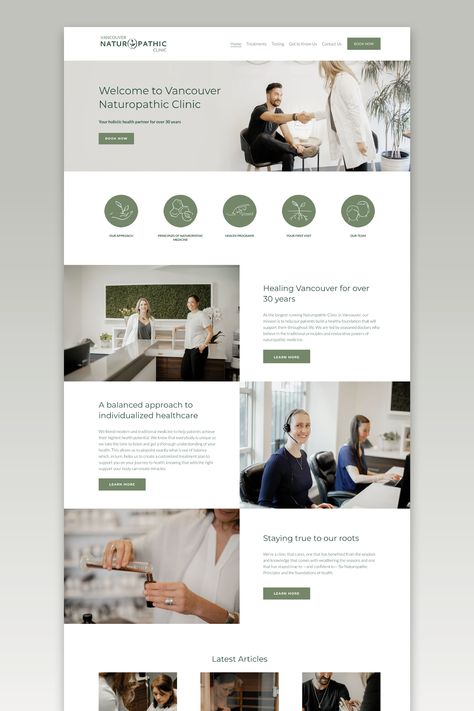 Service Package Design, Clinic Website Design, Naturopathic Clinic, Healthcare Website Design, Website Inspiration Design, Clean Website Design, Therapy Website Design, Clinic Branding, Webpage Design Layout