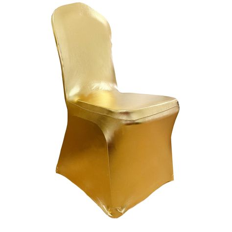 Gold Chair Covers, Slipcover Chair, Folding Chair Covers, Dining Roo, Gold Dining, Stretch Chair Covers, Family Dining Rooms, Wedding Chair Decorations, Gold Chair