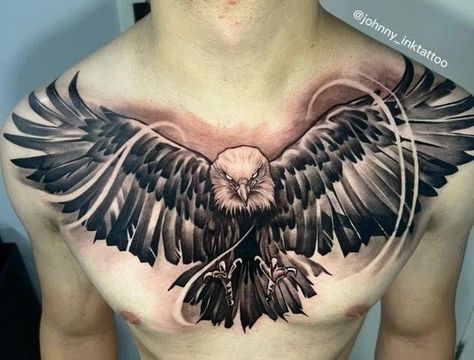 An Eagle Tattoo, Tattoo Chest And Shoulder, Chest Tattoo Wings, Eagle Chest Tattoo, Mexican Eagle, Tier Tattoo, Small Chest Tattoos, Black Tattoo Cover Up, Native Tattoos