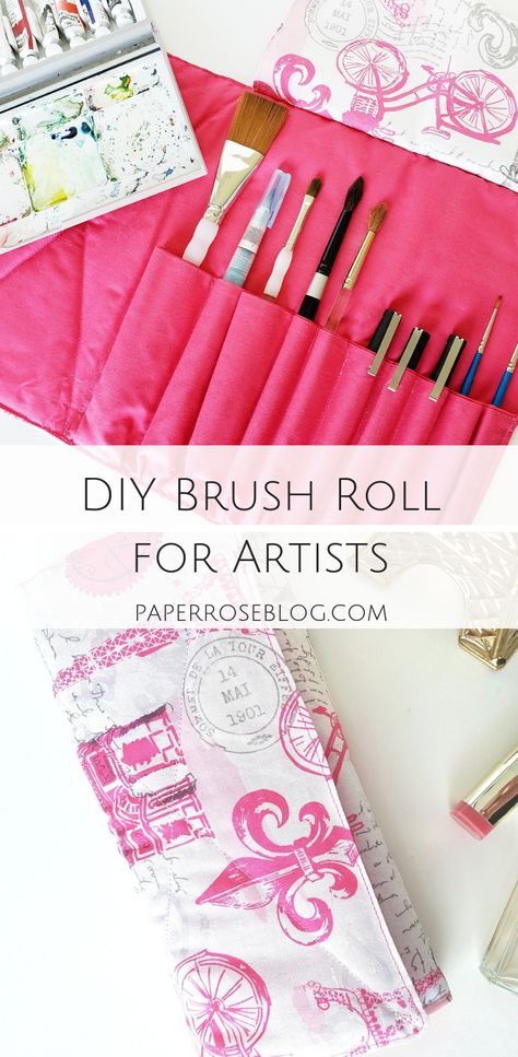 Diy Paint Brush Roll, Paint Brush Roll Sewing Pattern, Makeup Brush Roll Diy, Paintbrush Roll Pattern, Paint Brush Holders Diy, Artist Paint Brush Holder Diy, Sew Paint Brush Holder, Roll Up Paint Brush Holder Diy, Paint Brush Roll Up Case