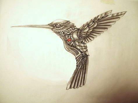 Wicked Awesome Mechanical Hummingbird, Hummingbird Flower Tattoos, Flor Tattoo, Ouroboros Tattoo, Small Chest Tattoos, Tattoo Themes, Paw Tattoo, Aztec Tattoo, Geniale Tattoos