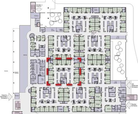 Emergency Department Design, Hospital Floor Plan Layout, Hospital Design Architecture Floor Plans, Accident And Emergency, Psychiatric Hospital Floor Plan, Hospital Floor Plan, Hospital Emergency, Hospital Plans, Hospital Infrastructure