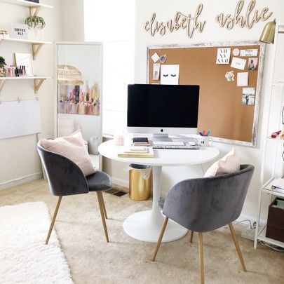 Home Office Table Desk, Round Office Table, Round Desk, Office Table Desk, Feminine Home Offices, Home Office Table, Home Office Space, Office Room, Office Table