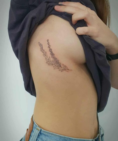 Lavender Tattoo Design, Lavender Tattoos, Flower Tattoo On Ribs, Tattoo Guide, Think Tattoo, Iris Tattoo, Leaf Tattoo, Lavender Tattoo, Western Tattoos