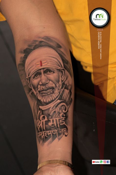 Sai baba tattoo inked by Mahesh Naidoo ( Nashik) Sai Baba Tattoo Design, Tattoo Design For Men, M Tattoo, Hd Tattoos, God Tattoo, Sai Baba Hd Wallpaper, M Tattoos, God Tattoos, Mom Tattoos