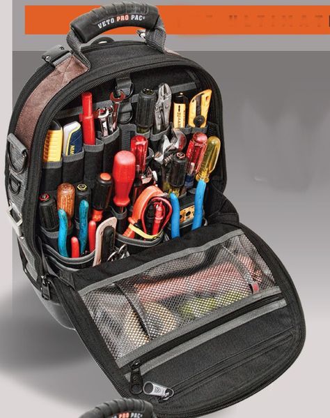 Veto Pro Pac Tech Pac LT Backpack Tool Bag Mochila Edc, Electrician Tool Bag, Hvac Tools, Tool Backpack, Backpacking Essentials, Tool Room, Tech Bag, Tool Box Organization, Electrician Tools