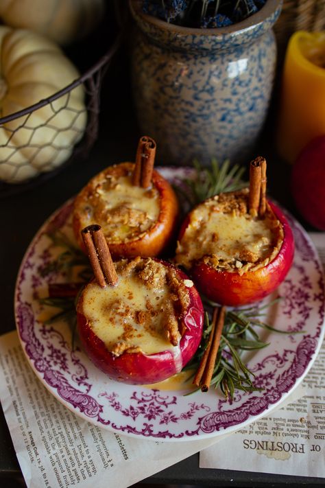 Cinnamon Oatmeal Stuffed Apples with Vanilla Custard Sauce — Under A Tin Roof Vanilla Custard Sauce, Stuffed Apples, Custard Sauce, Pumpkin Coffee Cakes, Cinnamon Oatmeal, Usa Food, Thanksgiving And Christmas, Vanilla Custard, Tin Roof