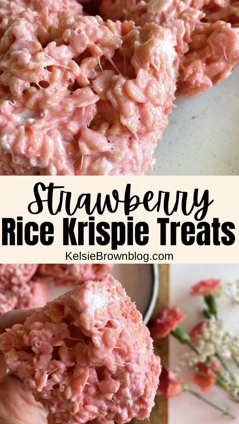 Strawberry Rice Krispie Treats, Marshmallow Bars, Krispie Treats Recipe, Rice Krispies Treats, Rice Recipes For Dinner, Krispies Treats, Dessert Simple, Cereal Treats, Strawberry Flavor