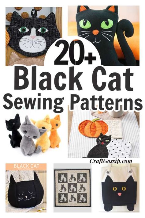 Crafts, Patterns, DIY and Handmade Ideas from CraftGossip – Page 10 Fear Of Darkness, Halloween Black Cats, Black Cat Superstition, Black Cat Pillow, Diy Plush Toys, Halloween Sewing, Knitting Diy, Cat Applique, Softie Pattern