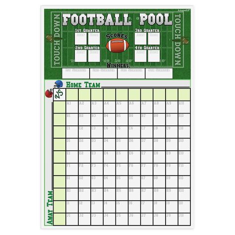 PRICES MAY VARY. It's Game Time! | Our Big Game Pool Poster is the sure way to run your office/friends football pool for this year’s big game! Easy to follow, easy to track and stunning graphics make it this year’s sure bet. Keep your guest engaged in the big game with this Super addition Bowl Game Party Pool Poster. 13” x 19” Poster Size | This football pool game poster is 32% BIGGER than most market options! This makes the board easier to read from a distance and offers more room in each squar Game Party Decorations, Football Squares, Football Pool, Office Pool, Square Pool, Superbowl Game, Kitchen Artwork, Pool Games, Game Party