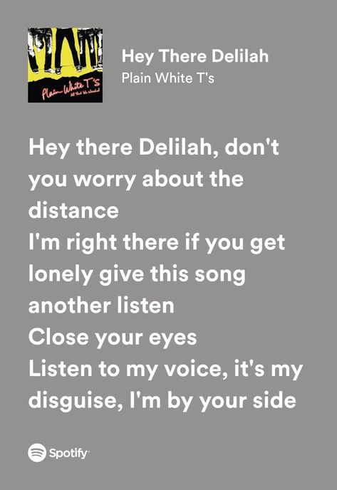 Hey There Delilah - Plain White T's Hey There Delilah Lyrics, Hey There Delilah Aesthetic, Hey There Delilah, Plain White Ts, My Love Song, Music Quotes Lyrics, Love Songs Lyrics, Lyrics Aesthetic, All Songs