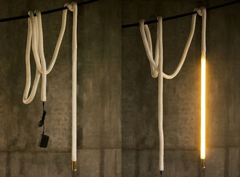 Luke Lamp Co.’s Center Pendant Rope Lights Give Energy Efficient LEDs an Elegant New Form Stag Ideas, Luke Lamp, Rope Light Fixture, Rope Lighting, Arch Light, Rope Lamp, Rope Pendant Light, Chemistry Lab, Nightclub Design