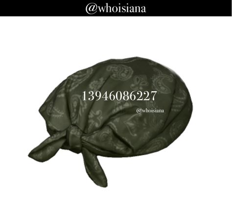 Hat Codes Brookhaven, Berry Avenue Hat Code, Roblox Bandana Code, Roblox Hat Codes, Roblox Codes Accessories, Roblox Hat, Cap Code, Code Brookhaven, Green Bandana