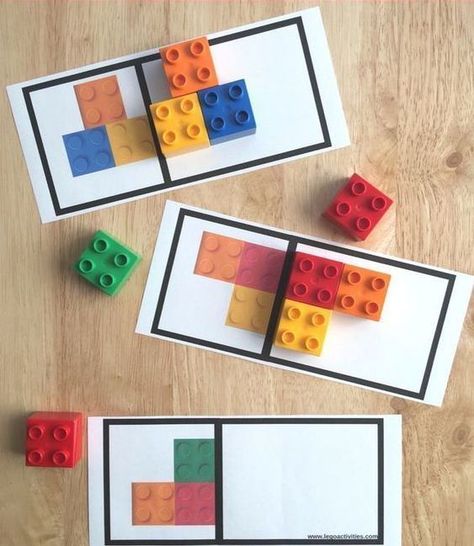 Symmetry Activities, Lego Math, Used Legos, Lego Activities, Busy Boxes, Montessori Math, Lego Blocks, Montessori Materials, Toddler Learning Activities