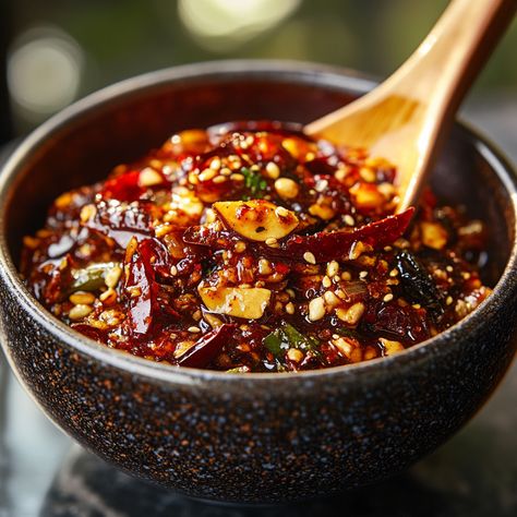 Chili Pequin Recipes, Chili Garlic Crisp, Chilli Crisp Recipe, Spicy Chili Crisp Recipes, Chili Crisp Uses, Chili Pequin, Chili Crisp Recipe, Savory Spreads, Spicy Chili Crisp