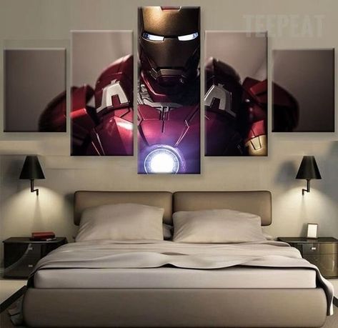 5 panels Ironman Canvas Art Ironman Marvel Poster Piece Home Decor Work Wall Print Iron Man Bedroom, Marvel Bedroom Decor, Marvel Canvas, Marvel Bedroom, Avengers Room, Man Bedroom, Marvel Room, Iron Man Movie, Iron Man Armor