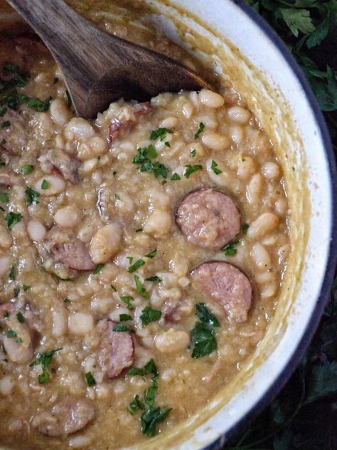 Creamy White Beans Recipe - Coop Can Cook White Beans And Rice, White Beans Recipe, Camellia White, Creamy White Beans, White Bean Recipes, Recipes Southern, Southern Louisiana, Beans And Sausage, Louisiana Style