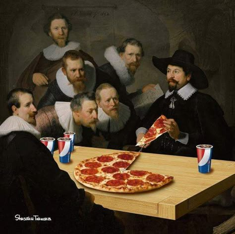 Foto Muro Collage, Art History Memes, Pizza Art, Art Jokes, 강아지 그림, Art Parody, Classic Paintings, Famous Art, A Pizza