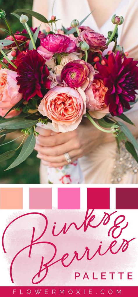 Weddings Ideas Outdoor, Magenta And White Wedding Flowers, Blush And Berry Wedding, Feb Wedding Flowers, How To Ask Guest To Wear A Certain Color, Berry Color Wedding Decor, Red Pink Lavender Wedding, Pink Jewel Tone Wedding, Burgundy And Magenta Wedding