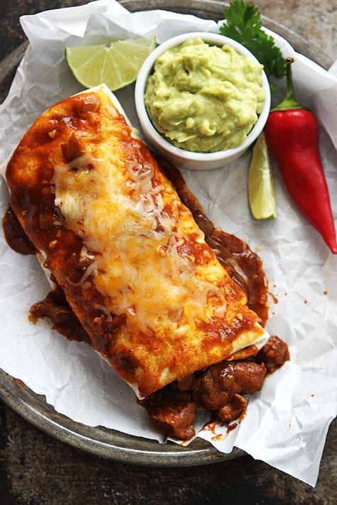 Smothered Chile Colorado Burritos | Creme De La Crumb Colorado Burrito, Colorado Burritos, Chile Colorado Burritos, Chili Colorado, Bean And Cheese Burrito, Recipes Corn, Burrito Recipes, Chile Colorado, Beef Filet