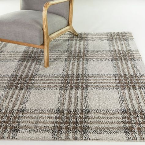 Monte Classic Plaid Area Rug - Bed Bath & Beyond - 36328856 Plaid Area Rug, Plaid Rug, Farmhouse Area Rugs, Gold Rug, Big Boy Room, Black Rug, Contemporary Area Rugs, Gracie Oaks, Cool Rugs