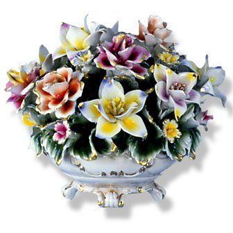 Capodimonte Flower Centerpiece Code: AC-376 13hx17w Antique China Dishes, China Flowers, Capodimonte Porcelain, Meissen Porcelain, Flower Centerpiece, Flower Baskets, China Dishes, Fine Ceramic, Naples Italy