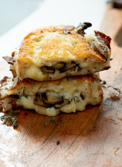 Truffle Grilled Cheese with Portobello Mushrooms Truffle Grilled Cheese, Mushroom Parmesan, Mushroom Sandwich, Cheese Mozzarella, Truffle Oil, Portobello Mushroom, Slice Of Bread, Parmesan Cheese, Portobello