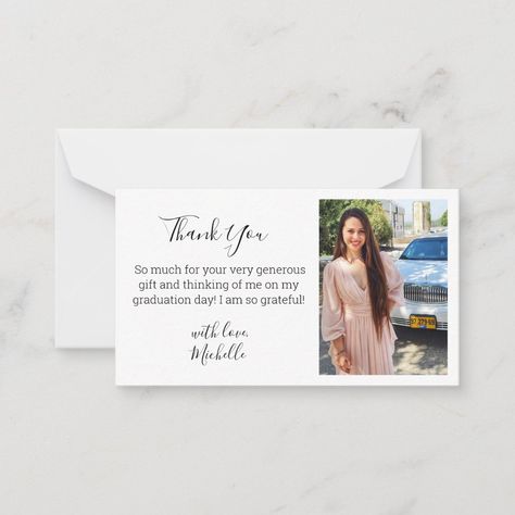 Grad Party Thank You Cards, Thank You Cards Messages Graduation, Graduation Thank You Note, Modern Handwriting, Photo Note Cards, College Party, Graduation Thank You Cards, Grad Party Decorations, College Parties