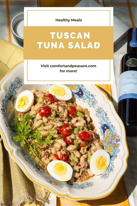 An delicious & healthy tuna & bean salad without mayo. #meatless #simple #easy #best #homemade Healthy Tuna Salad, Cannellini Bean, Healthy Beans, Healthy Tuna, Healthy Italian, Tuna Salad Recipe, Simple Meals, Light Lunch, Tuna Salad