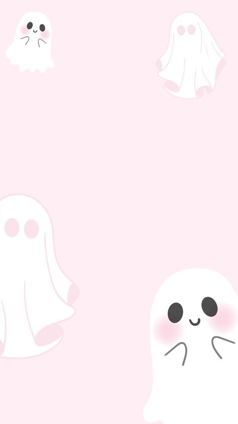 Halloween - Wallpapers - background - ghost - cute Background Girly Cute, Simple Halloween Backgrounds, Pink Aesthetic Halloween Wallpaper, Halloween Wallpaper Cute Ghost, Ghost Cute Wallpaper, Pink Girly Wallpaper Iphone, Cute Home Screen Wallpaper Aesthetic, Fall Birthday Aesthetic, Cute Pink Fall Wallpaper