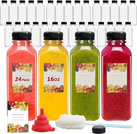 Each pack includes 24 plastic bottles, providing you with ample storage capacity. Whether you need to store liquids, powders, sauces, or condiments, these bottles are perfect for the job. The bottles are made of high-quality, food-grade plastic that is BPA-free and safe for storing a wide range of substances. They are also transparent, allowing you to easily identify the contents and quantities. Reuse Plastic Bottles, Plastic Bottle Caps, Spice Jar Labels, Collapsible Water Bottle, Milk Smoothie, Gallon Water Bottle, Infused Water Bottle, Kitchen Containers, Label Stickers