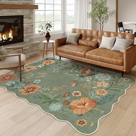 Amazon.com: BoutiqueRugs Neola Traditional Floral Bordered Area Rug - Oriental Damask Patterned Rug for Living Room, Bedroom, Dining Room - Green, Sage, Rust, White - 2'6" x 7'10" (2x7 Runner Rug) Dark Green Living Room, Floral Living Room, Modern Parisian, 5x7 Rug, Green Dining Room, Soft Bedroom, Carpet For Bedroom, Living Room Area Rug, Patterned Rug