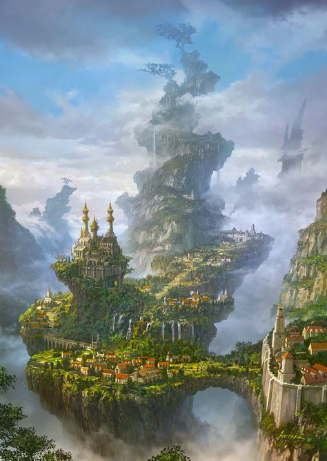 Landscape Concept, World Of Fantasy, Fantasy City, Fantasy Castle, Fantasy Setting, Fantasy Places, Landscape Scenery, Fantasy Art Landscapes, Fantasy Concept Art