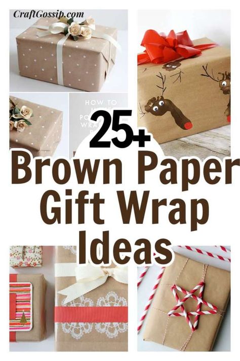 Diy Christmas Wrapping Paper, Paper Bag Wrapping, Christmas Present Wrap, Christmas Wrapping Diy, Gift Wrap Organization, Brown Paper Wrapping, Gift Wrap Ideas, Holidays Recipes, Baby Gift Wrapping