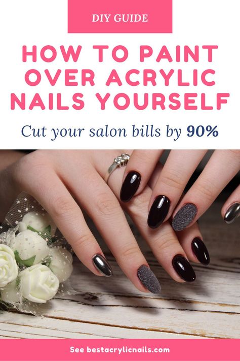 You can cut down your nail salon bills by over 90%. Simply remove the old paint and do a quick repaint yourself following an easy 5 steps guide. Painted Acrylic Nails, Remove Acrylic Nails, Acrylic Nails At Home, Gel Acrylic Nails, Gel Nails At Home, Diy Acrylic Nails, Polygel Nails, Acrylic Gel, Popular Nails