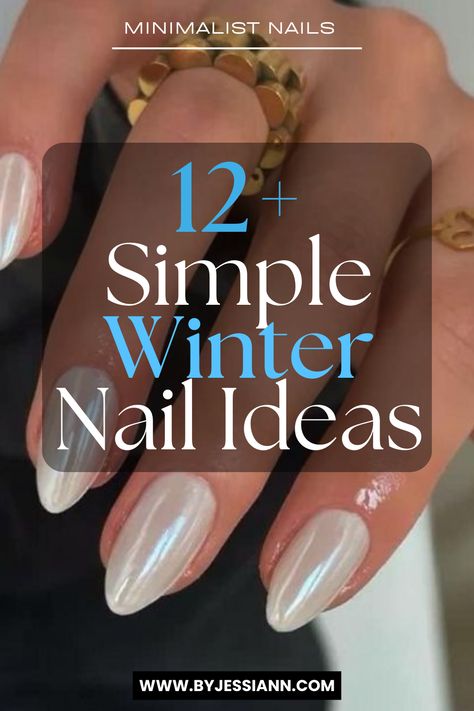 12+ Simple Winter Nail Ideas - Minimalist Nail Ideas Clear Frosted Nails, Plain Manicure Ideas, Natural Gel X Nails Almond, Nail Ideas For Short Nails Winter, Christmas Nails Regular Polish, Ivory Sparkle Nails, Milky White On White French Nails, Classy Nails For Christmas, Christmas Nails For Pale Skin