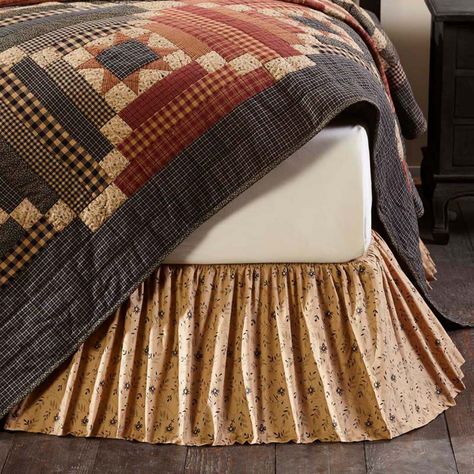 Maisie Bed Skirt by VHC Brands - 40380 Modern Primitive Decor, Primitive Bedding, Vintage Cottage Decor, Log Cabin Blocks, King Bedskirt, Box Spring Cover, Vhc Brands, Dust Ruffle, Ditsy Print