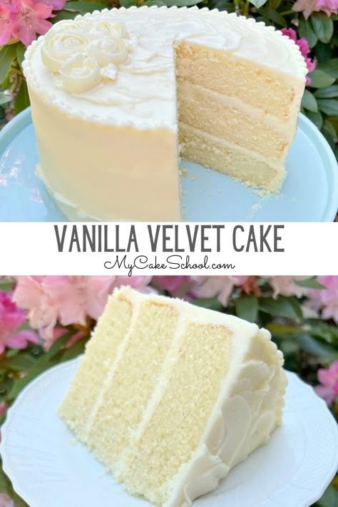 Vanilla Velvet Cake | My Cake School My Cake School, Simple Family Meals, Velvet Cake Recipes, Birthday Cake Decorating Ideas, Favorite Recipes Dinner, Vanilla Cake Recipe, Cake Decorating Ideas, Cake Recipes From Scratch, Baked Salmon Recipes