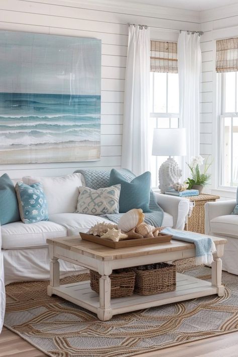 California Coastal Living Room, Coastal Living Rooms Ideas, Coastal House Decor, Modern Coastal Living Room, Coastal Decorating Living Room, Coastal Style Decorating, Coastal Boho, Coastal Living Rooms, Beautiful Rooms