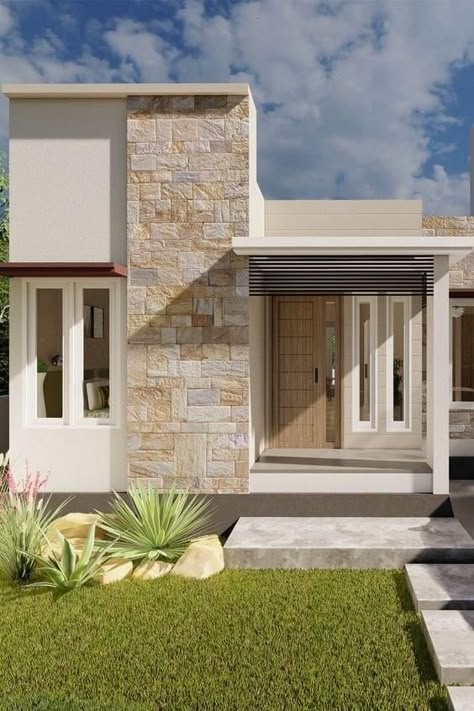 Small House Ideas Exterior, Small House Facade, Small House Exterior Design, Minimalist House Exterior, House Entrance Design, Casa Minimal, House Facade Design, Fachada Exterior, Modern House Colors