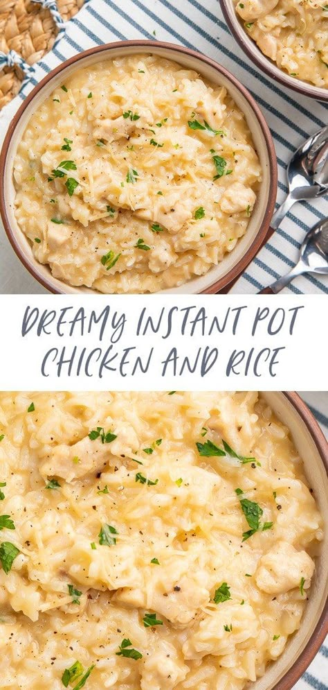 Instant Pot Parmesan Chicken And Rice, Chicken And Rice In Instant Pot Recipes, Dinner Ideas With Instant Pot, Instant Pot Chicken Cheese And Rice, Lemon Chicken Rice Instant Pot, Instant Pot Creamy Chicken Recipes, Chicken And Risotto Instant Pot, Instant Pot Chicken Gluten Free, Easy Dinners For People Who Cant Cook