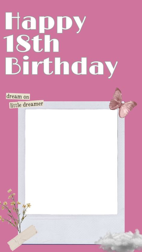 Happy 18th Birthday Frame, Happy 18th Birthday Instagram Story, 18th Birthday Story Instagram, 18th Birthday Template, It's My Birthday Instagram Story, Happy 18th Birthday Quotes, It's My Birthday Instagram, Birthday Drawings, Scene Pictures