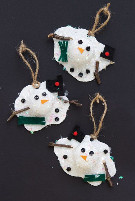 Melted Snowman Ornaments - One Little Project One Little Project, Melted Snowman Ornament, Peppermint Candy Ornaments, Tea Light Snowman, Yarns Ornaments, Melted Snowman, Art Coquillage, Homemade Ornaments, Easy Christmas Crafts