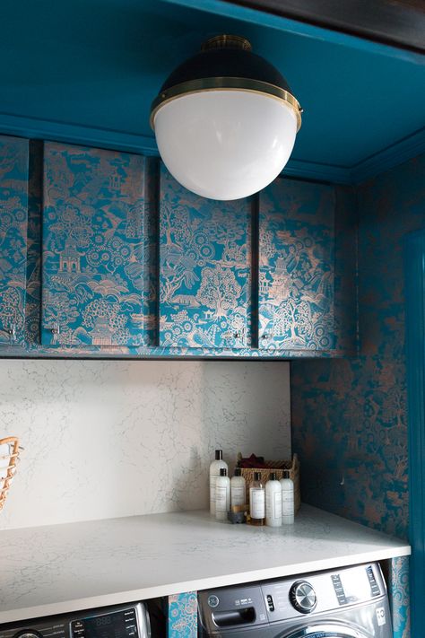 laundry (1 of 1)-12 Wallpapered Laundry Room, Room Ideas Maximalist, Luxe Laundry Room, Laundry Room Wallpaper Ideas, Luxe Laundry, Wallpapered Rooms, Room Wallpaper Ideas, Countertops Marble, Feminine Wallpaper