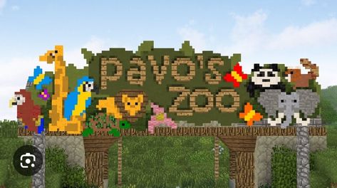 Minecraft Zoo Ideas, Zoo Sign, Zoo Entrance, Zoo Ideas, Minecraft Designs, Creative Ideas, Minecraft, Entrance, Signs